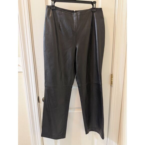 Vintage 90s Willi Smith Lambskin Leather Trousers Size 10 Mid Rise - Picture 1 of 6